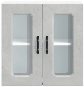 Armário de parede de cozinha porta vidro Kalmar concreto cinza