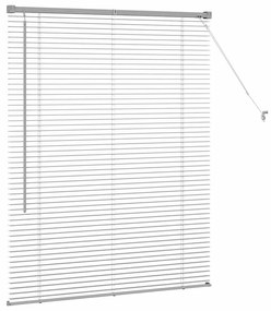 Persiana de Janela com cortinas Manual Prata 105 x 130 cm Alumínio