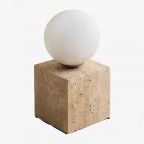 Luminária De Mesa Em Travertino Com Bola De Cristal Davise Cores Naturais - Sklum