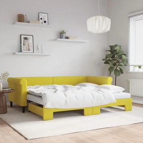vidaXL Sofá-cama com gavetão e colchões 90x200 cm veludo amarelo