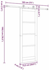 Porta Deslizante vidaXL com Conjunto de Hardware 'ORKDAL'Madeira Sólid