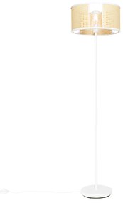 Candeeiro de pé oriental branco com vime 40 cm - Akira