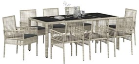 Conjunto de Jantar para Jardim 9 pcs Cinzento-claro