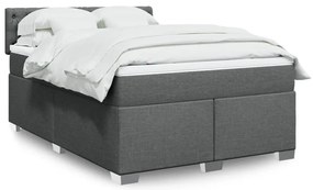 vidaXL Cama com molas/colchão 160x200 cm tecido cinzento-escuro