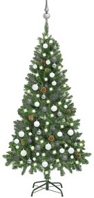vidaXL Árvore Natal artificial pré-iluminada c/ bolas e pinhas 150 cm