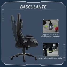 Vinsetto Cadeira de Gaming Ergonômica Cadeira de Jogo Giratória com Al