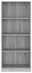 Estante 4 prateleiras 60x24x142cm deriv. madeira cinza-cimento