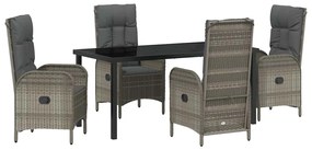 Conjunto de Jantar de Jardim com 5 Peças em Rattan Poliéster Cinza