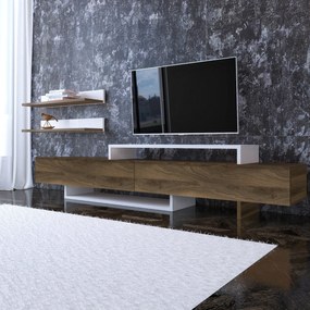 Unidade de TV Nirvana – Branco e Teca – 180x41,7x29,5 cm | Tribo Home