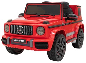 Carro elétrico para Crianças 12V Mercedes G63 Rodas de EVA, Assento de couro Vermelho