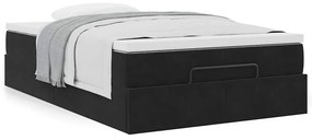 Estrutura de cama otomana com colchão 120x200 cm veludo preto
