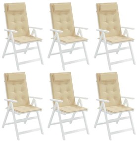 Almofadões p/ cadeira encosto alto 6 pcs tecido oxford bege