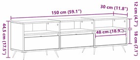 Gabinete de TV Madeira Velha 150x30x44,5 cm Madeira Engenharia