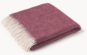 Manta de lã com padrão de espinha de peixe e franjas Tyrol