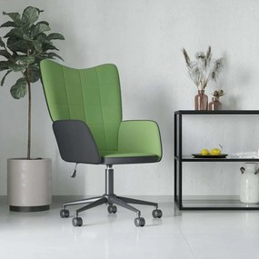 vidaXL Cadeira de descanso PVC e veludo verde-claro