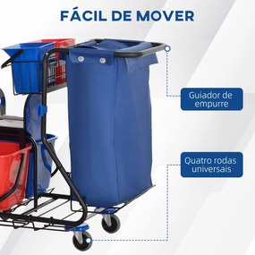 Carro de Limpeza Profissional com Balde Duplo Removível de 18 Litros E
