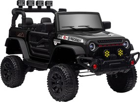Carro Elétrico para Crianças com Bateria de 12V Controlo Remoto Faróis LED Buzina e Música 100x63x65 cm Preto