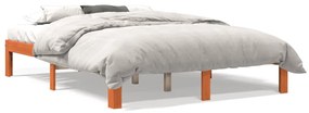 Estrutura de cama 135x190 cm madeira pinho maciça castanho cera