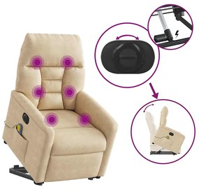 Poltrona de massagens elétrica elevatória microfibra cor creme