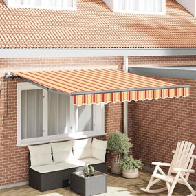 vidaXL Toldo Retrátil Amarelo e Laranja 350 x 250 cm Poliéster e Aço