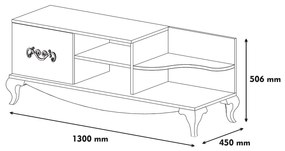 Móvel TV Sultan – Walnut &amp; Branco – 130 cm x 50,6 cm x 45 cm