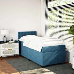 Cama boxspring com colchão 90x200 cm veludo azul