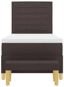 Cama Box com Colchão e Banqueta Castanho Escuro 90x200 cm Tecido
