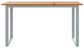 Mesa de Jantar Exterior vidaXL Cinza 140x80x75 cm Aço e Madeira Sólida