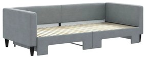 Sofá-cama com gavetão 90x200 cm tecido cinzento-claro