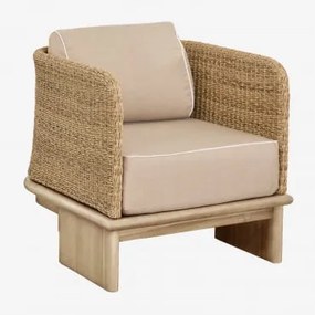 Poltrona De Jardim Em Rattan E Madeira De Acácia Famara Marrom Acácia Claro - Sklum