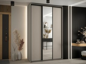 Roupeiro Hartford 494, Caxemira, Preto, 235x150x60cm, 141.9 kg, Portas para roupeiro: Deslizante