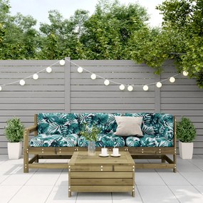 4 pcs conjunto lounge de jardim c/ almofadões pinho impregnado