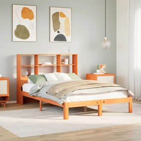 vidaXL Cama c/ estante sem colchão 120x200cm pinho maciço castanho-mel