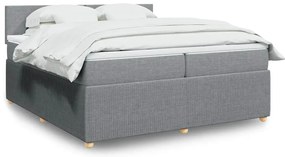 vidaXL Cama com molas/colchão 200x200 cm tecido cinza-claro