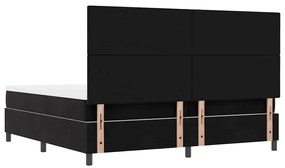 Cama Box Spring com Colchão e Banco Preto 200x200 cm Veludo