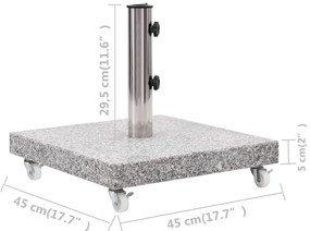 Base de guarda-sol quadrada granito 30 kg cinzento
