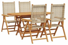 vidaXL Conjunto de Jantar para Jardim 5 pcs Bege