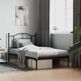 vidaXL Estrutura de cama com cabeceira 100x190 cm metal preto