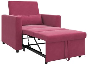Sofá-Cama Único Conversível 3 em 1 Vinho Vermelho Veludo