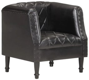 286617 vidaXL Poltrona couro de cabra genuíno preto