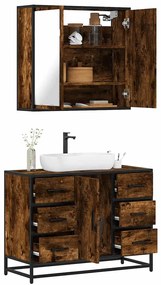vidaXL 2 pcs conj. móveis casa de banho derivados madeira cor fumado
