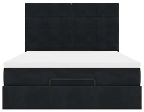 Estrutura de cama otomana com colchões 140x200 cm veludo preto