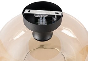 Candeeiro de teto Art Deco preto com vidro âmbar - Bizle