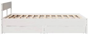 Cama sem colchão 150x200 cm madeira de pinho maciça branco