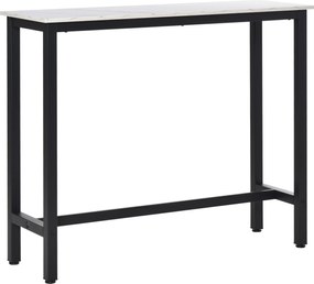 Mesa de bar / Mesa alta de cozinha - dim. 120 (C) x 40 (L) x 100 (A) cm - estrutura e pés em aço, tampo com acabamento em imitação mármore branco