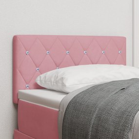 vidaXL Cabeceira LED com Botões de Cristal Tufted Rosa 80 cm Veludo