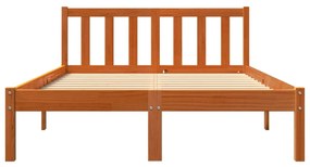 Cama sem colchão 140x200 cm madeira pinho maciça castanho-mel