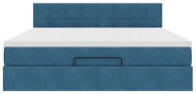 Estrutura de cama otomana com colchão 180x200 cm azul escuro