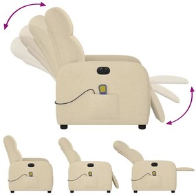 Poltrona de massagens reclinável elétrica tecido creme
