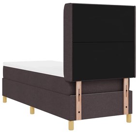 Cama Box Spring com Colchão e LED Castanho Escuro 80x200 cm Tecido